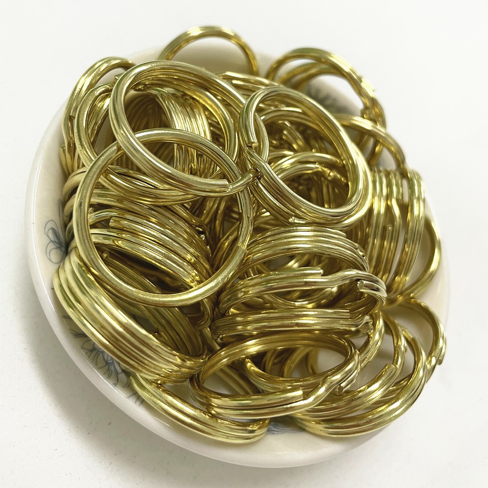 Solid Brass Key Ring Split Rings Round Wire Keyring 15mm - 35mm Double Loop