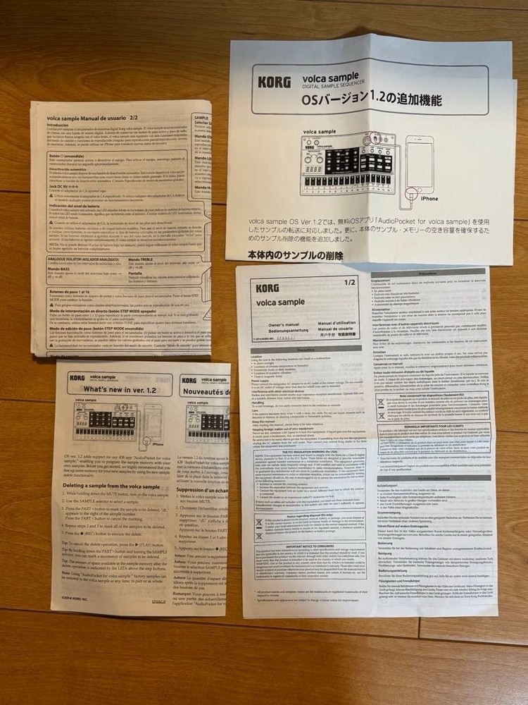 KORG volca sample Digital Sampler Compact Step Sequencer With Box Cable Manual