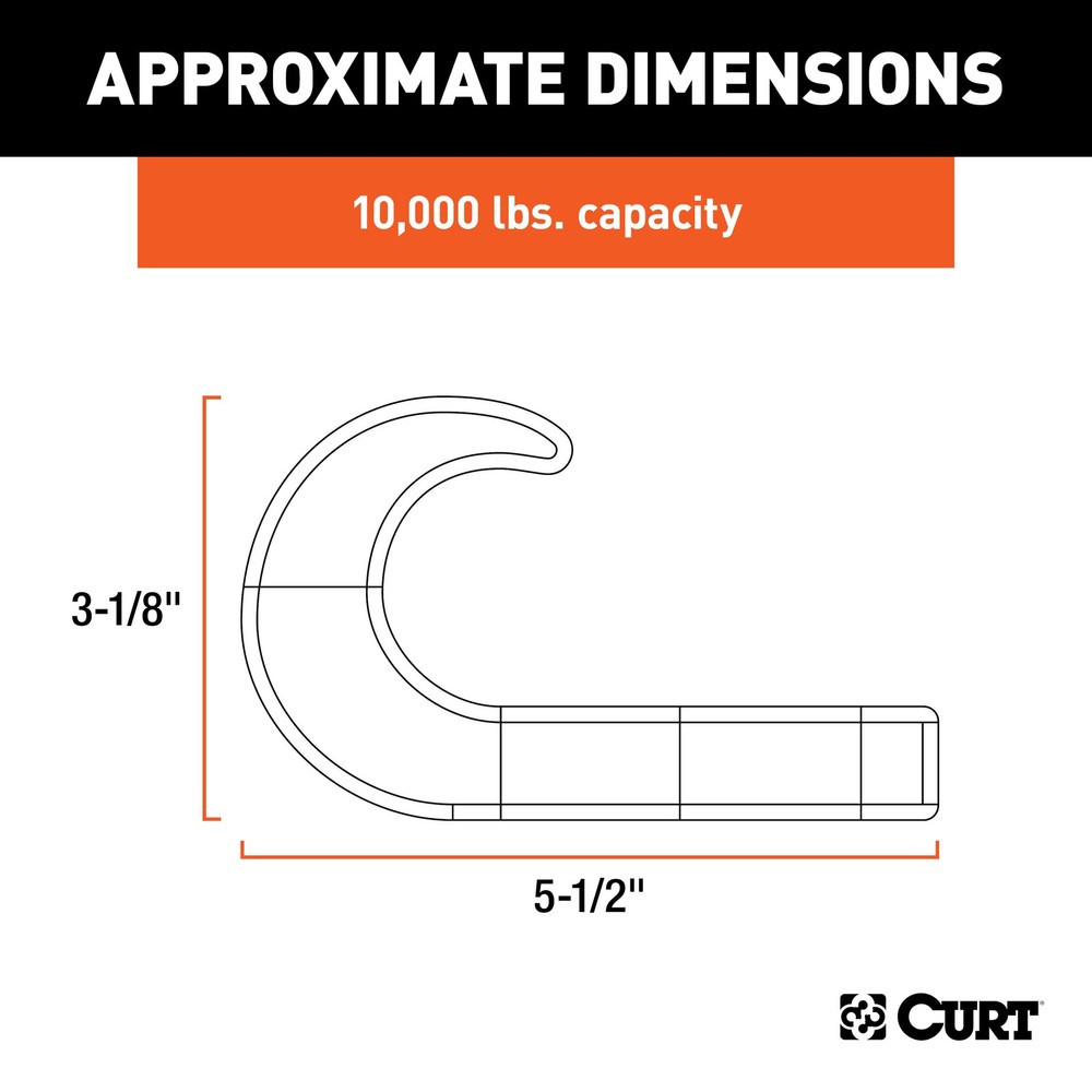 Curt-Tow Hook with Hardware (10,000 lbs., Black)