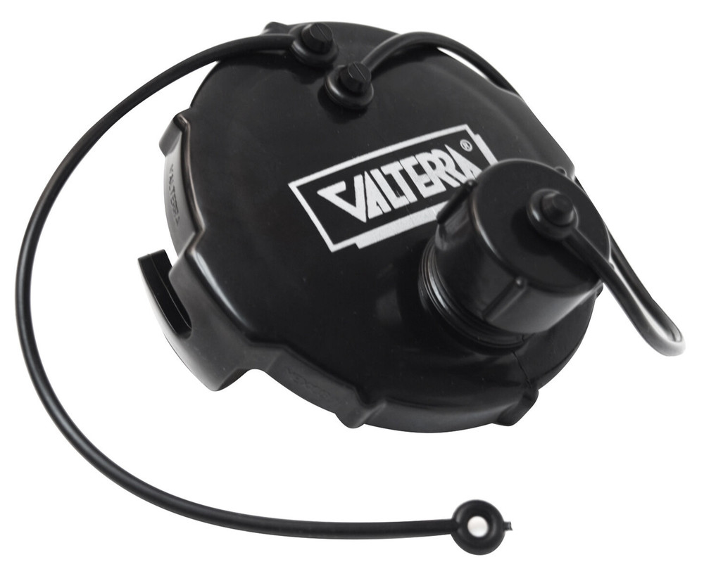 Valterra T1020-1, Sewer Waste Valve Cap With Gray Water Drain 3" Black