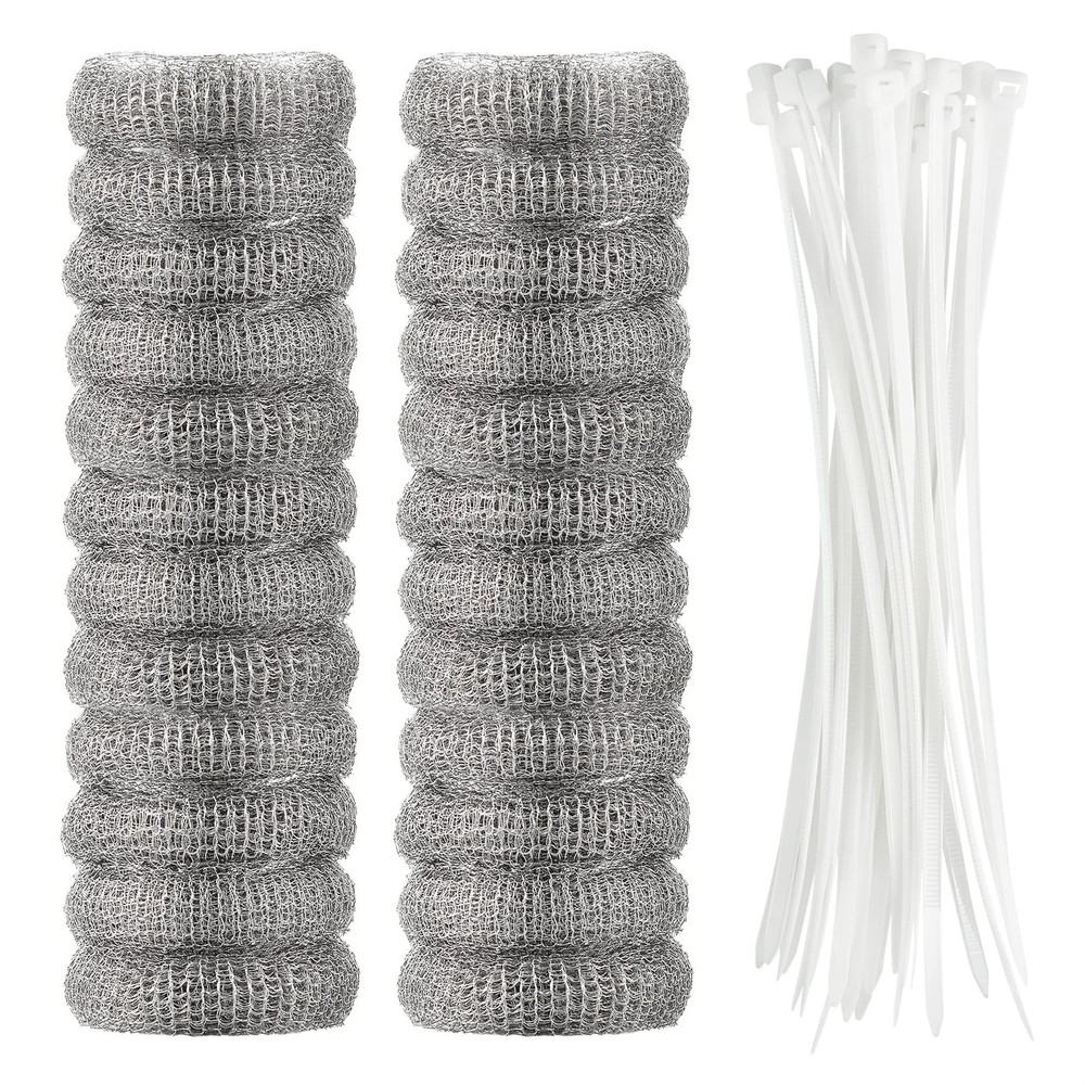 24 Pcs Laundry Lint Catcher, Hose Filter With Ties, Silver