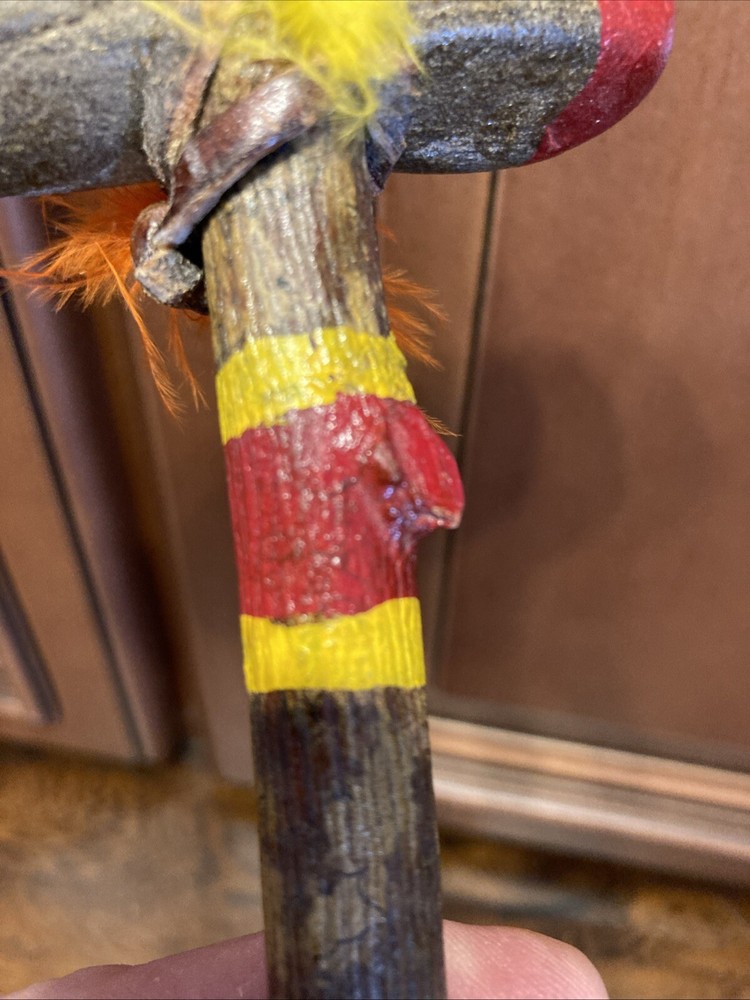 Stone Head Tomahawk Native American War Paint Feathers