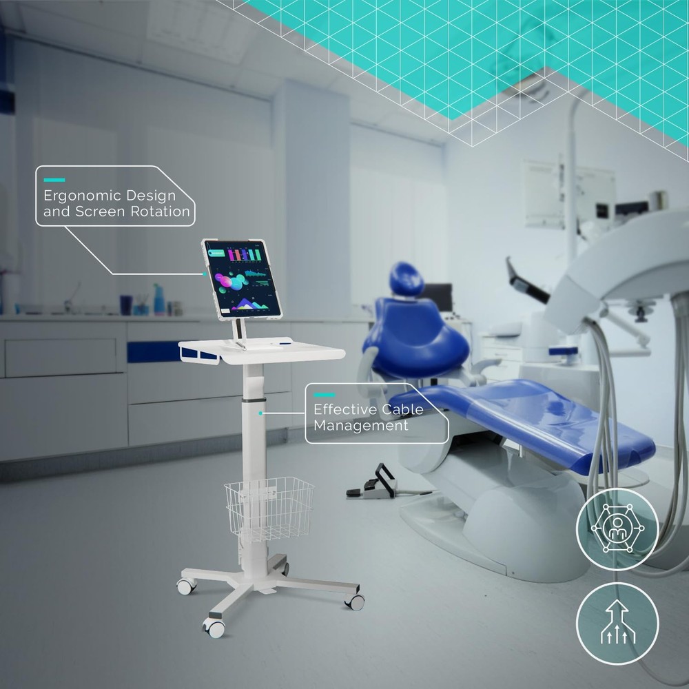 hemsoe Adjustable Rolling Medical Cart: Pneumatic Mobile