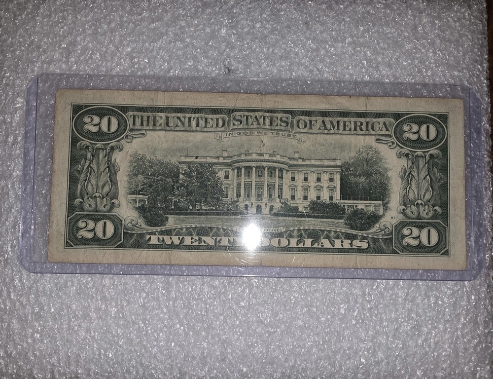 Printing Error 1969 $20 Bill Green Line On Front Error