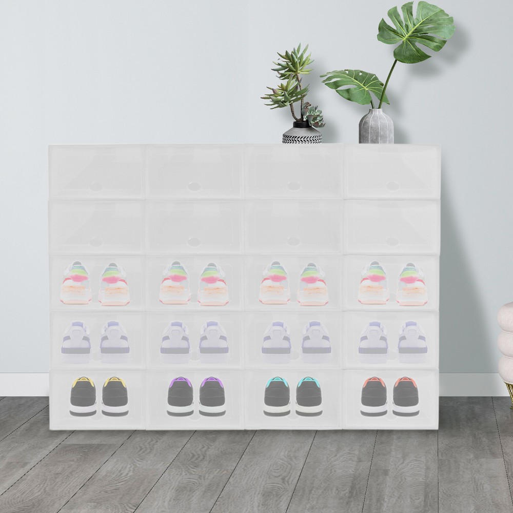 20pcs Sneaker Display Case Organizer Stackable Shoe Storage Box Set Stackable