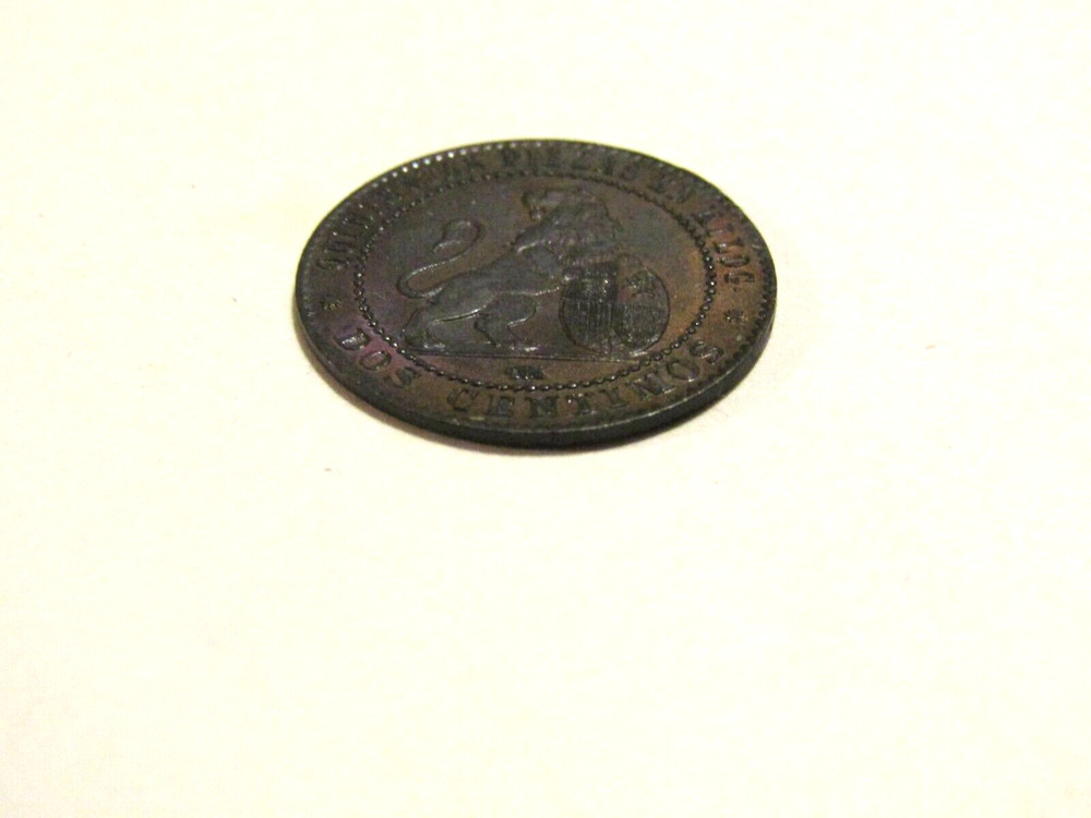 1870 Spain 2 Centimos Au Coin