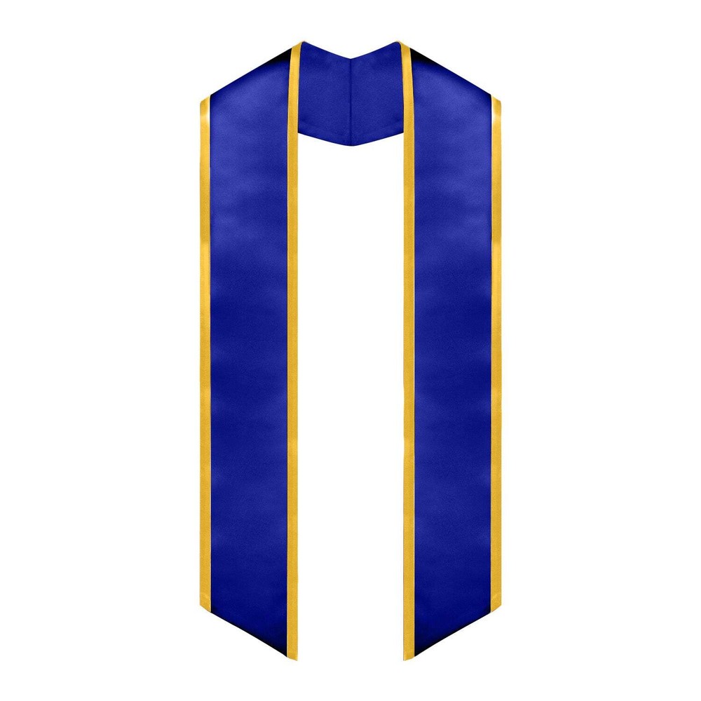 Endea Graduation Royal Blue/Gold Plain Stole With Trim Color & Angled End