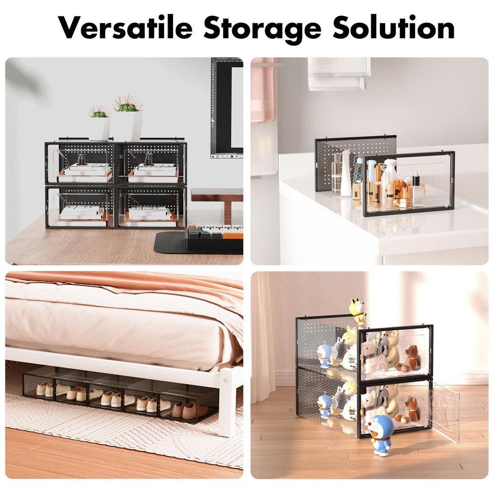 Shoe Storage , 15 Pack Clear Plastic Stackable Shoe Organizer for Closet, Int...