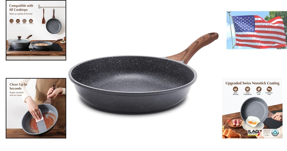 Durable 9.5-Inch Nonstick Omelette Pan with Induction Compatibility & Easy Clean