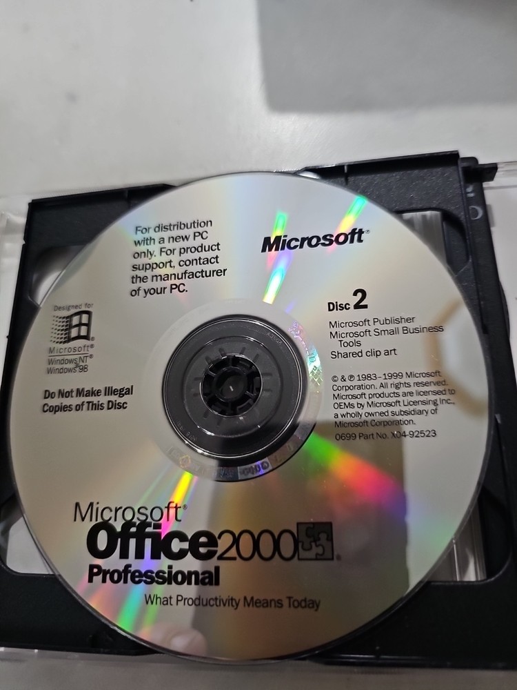 Microsoft Office 2000 Professional 2 Discs PC/Computer With Product Key