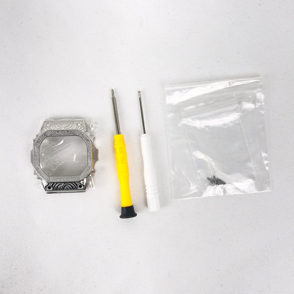 Bezel Mod Kit for Casio G-SHOCK - Silver Tone Venetian Patterned