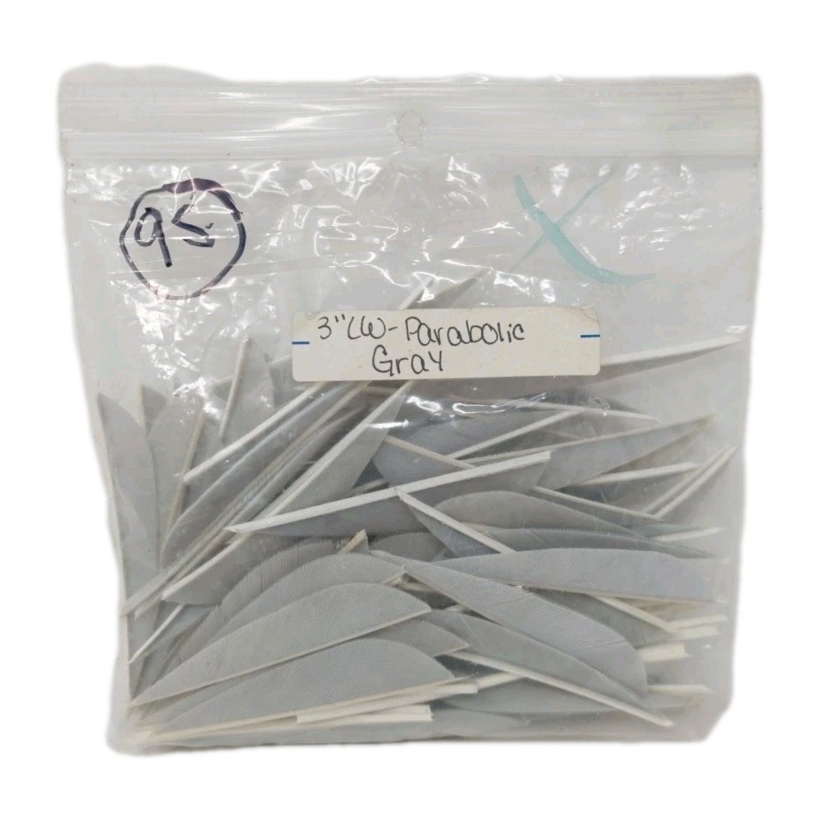 95 Count Archery Arrow Feathers 3" Left Wing: Parabolic Gray