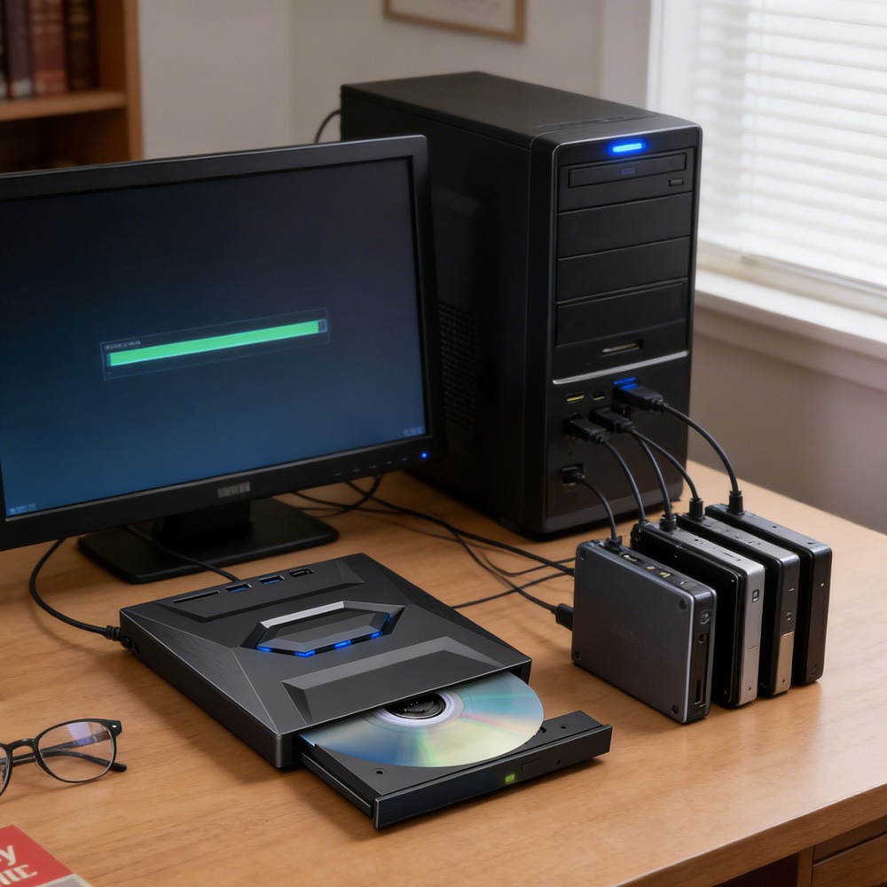 External CD DVD Drive Reader Writer CD Burner USB3.0 Type-C for PC Windows 11 10