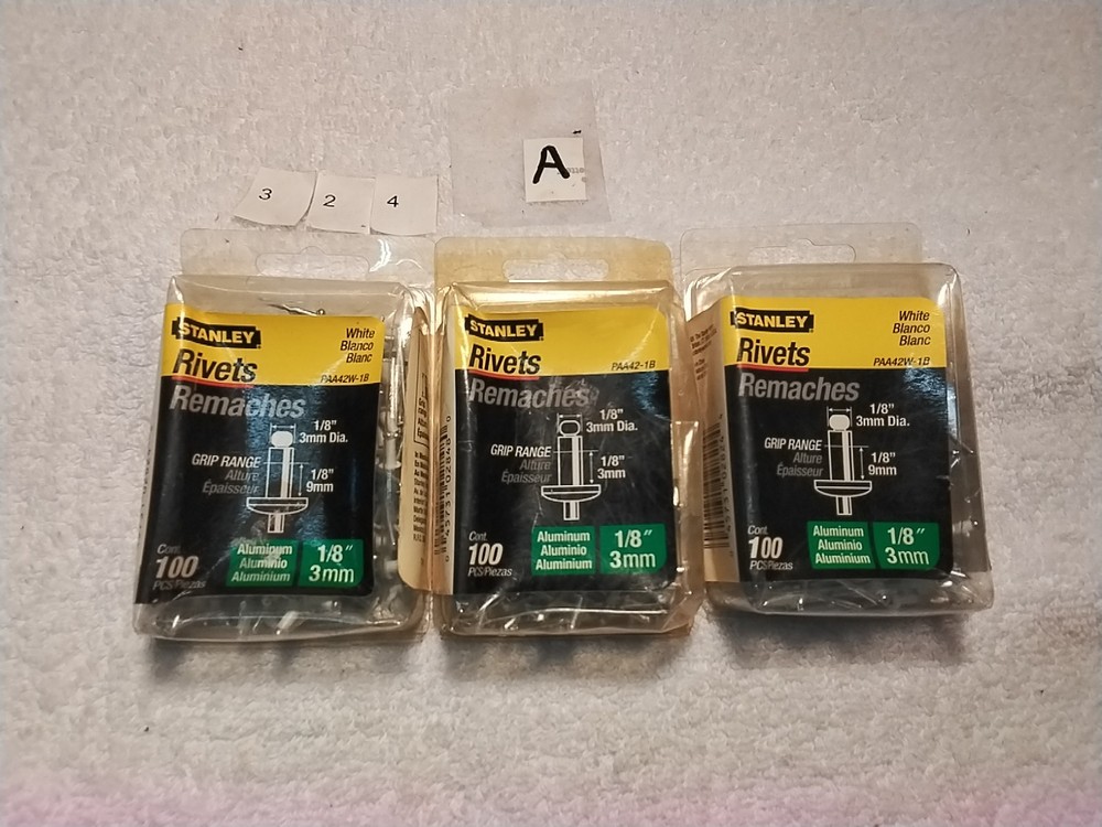 300pc STANLEY ASSORTED SIZES RIVETS