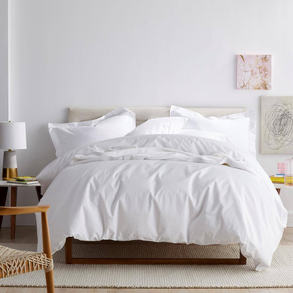 Company Cotton Gray Smoke Solid 300-Thread Count Cotton Percale Standard Sham