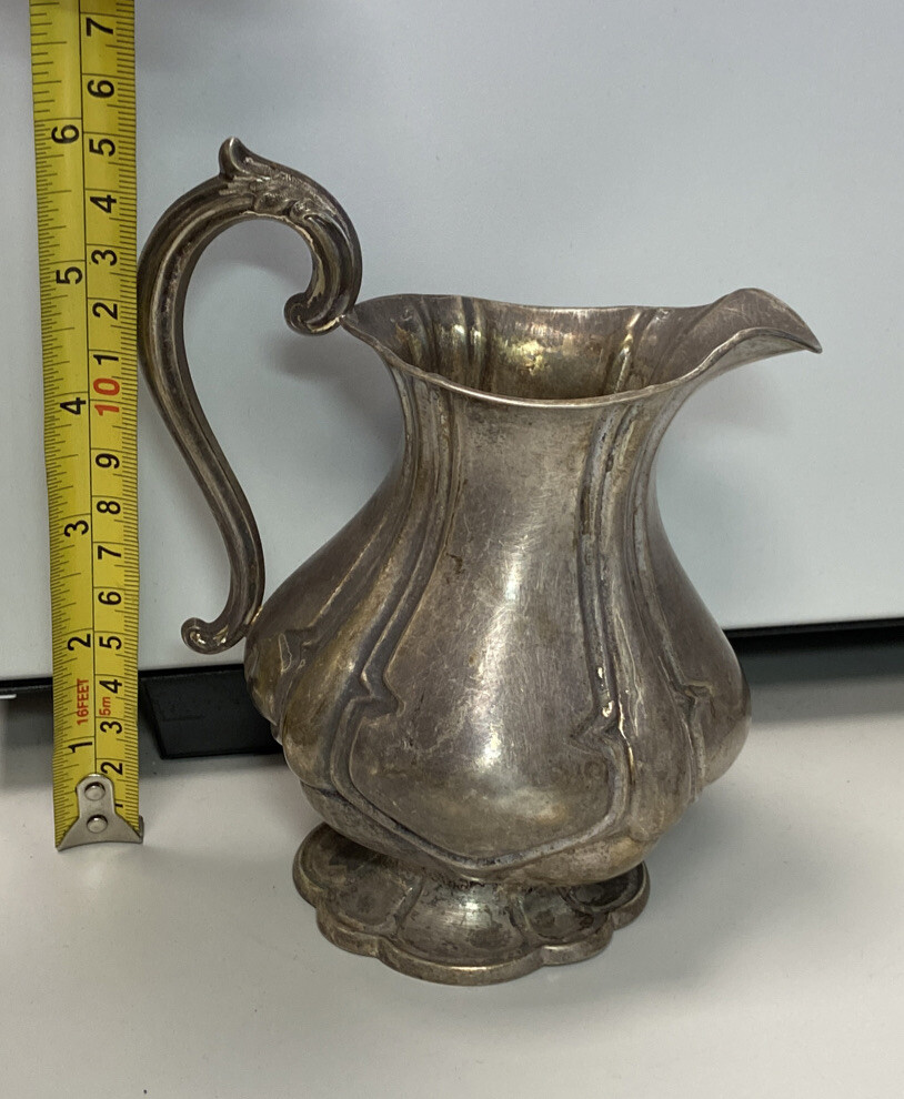 Antique German 12 Loth Silver Cream Pitcher