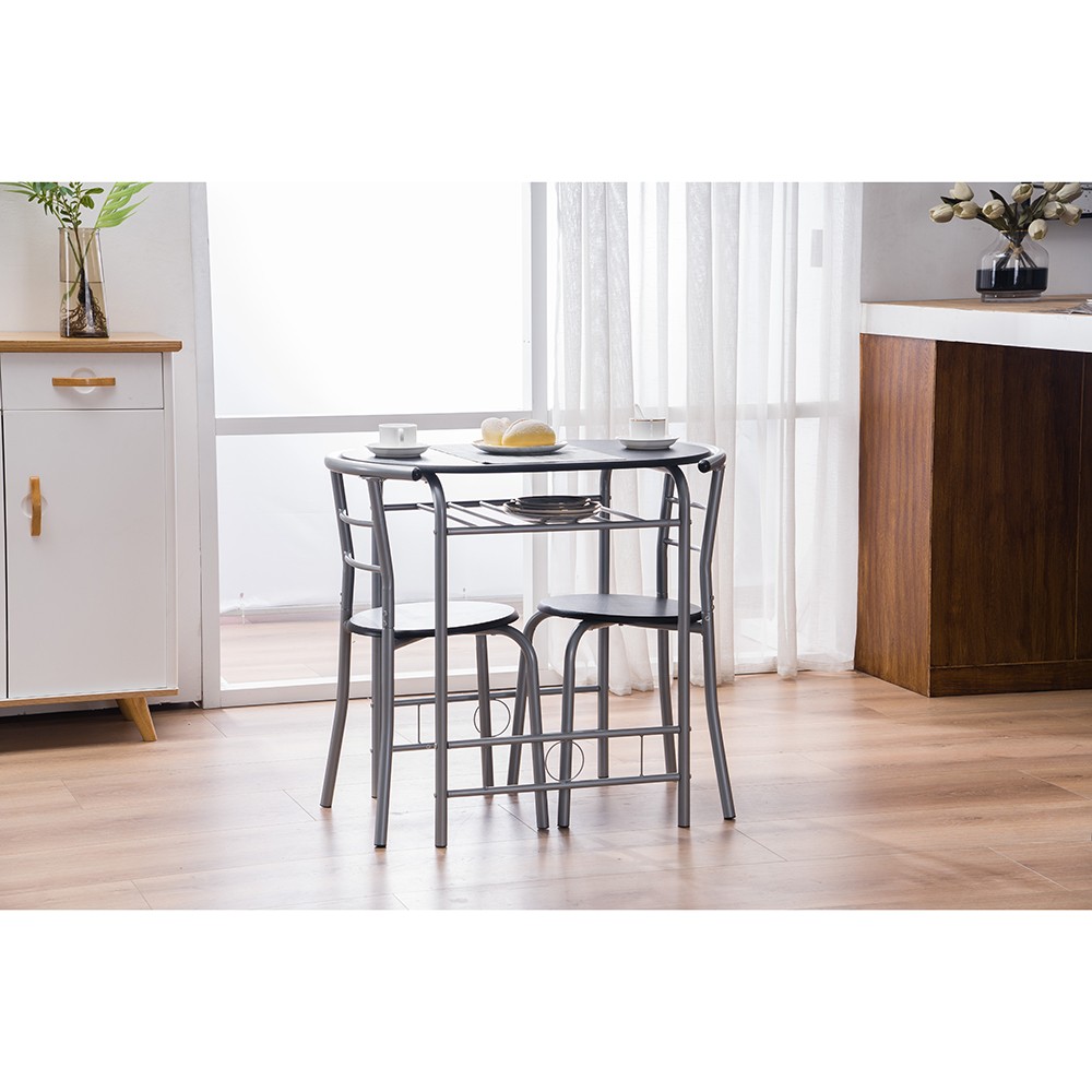 PVC Breakfast Table (One Table and Two Chairs) Black
