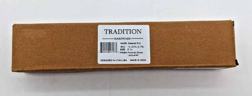 TRADITION HARDWARE | DESERET PULL | 6" | Polished Brass (Lacquered)