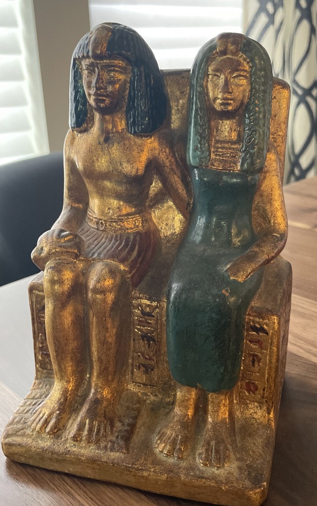 Handmade Egyptian Sculpture Bookend Gold Pharaohs
