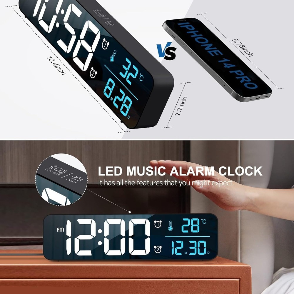 Digital Home Led Table Desk Clock With Calendar Temperature Clock