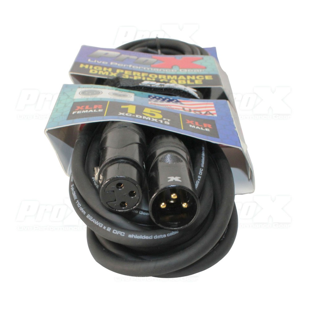 18 ProX DMX Cable 3 Pin 15 ft High Performance Lighting Data Cable