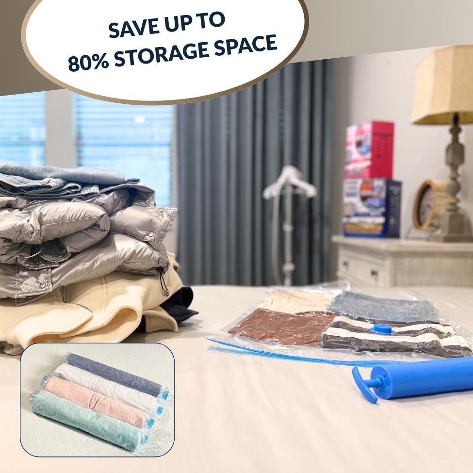 25 Pack Vacuum Storage Bags with Pump, Compression Space Saver for Comforter,...