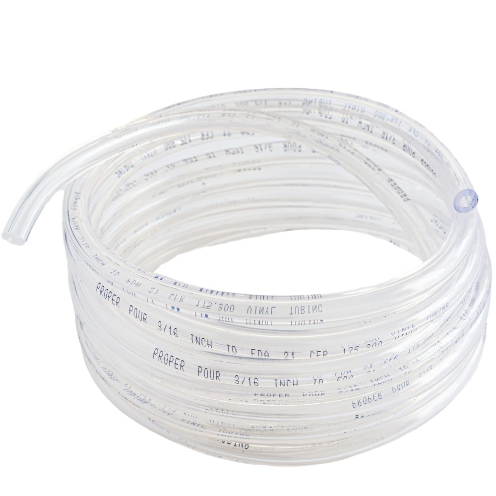 Clear Vinyl Tubing Food Grade PVC 5/16 ID 7/16 OD 25 Ft Beer Line Hose