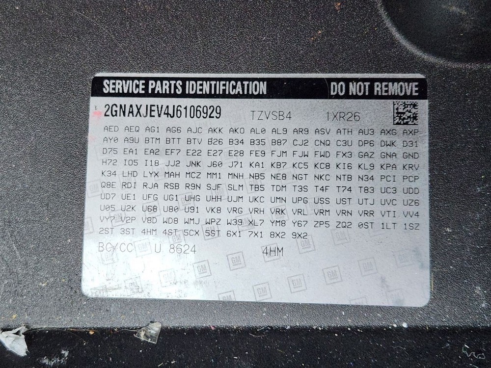 2018 Chevy Equinox 8" Display Screen and Control Panel
