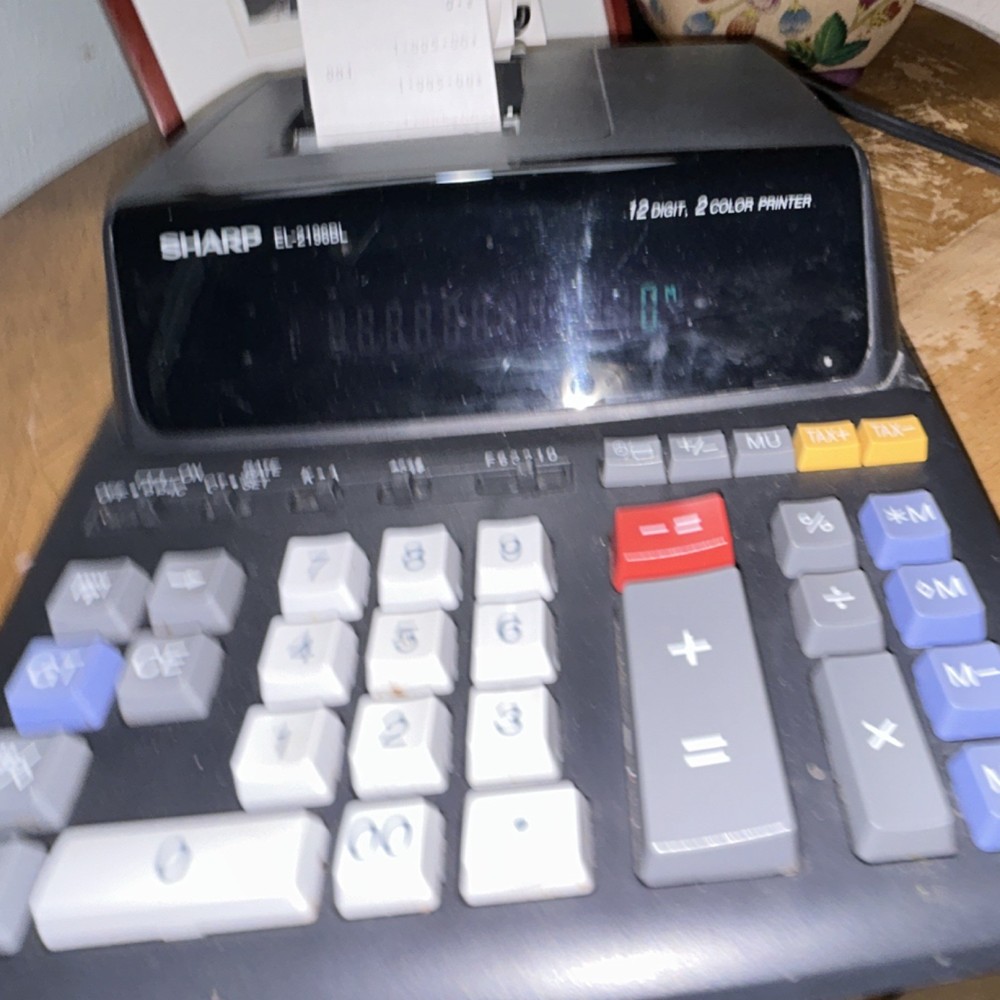 Sharp EL-2196BL 12-Digit Printing Desktop Calculator, 2-Color, Large Keys