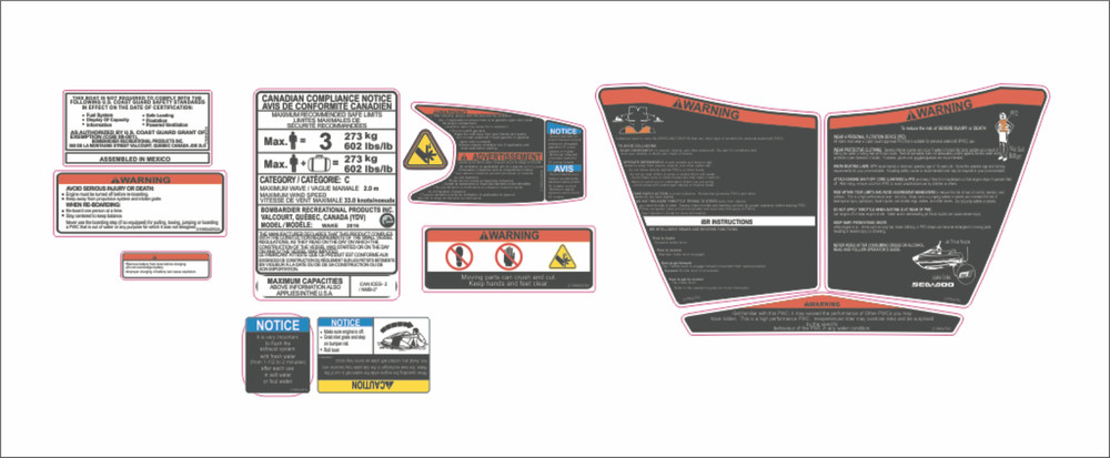 SEADOO GTX 260 LIMITED 2017 Graphics / Decal / Sticker Kit