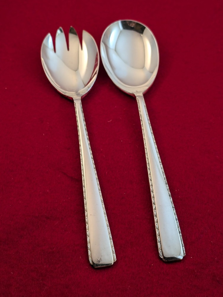 Unknown Mfg Nickel Silver UNF737 Glossy Serving Spoons Silverware