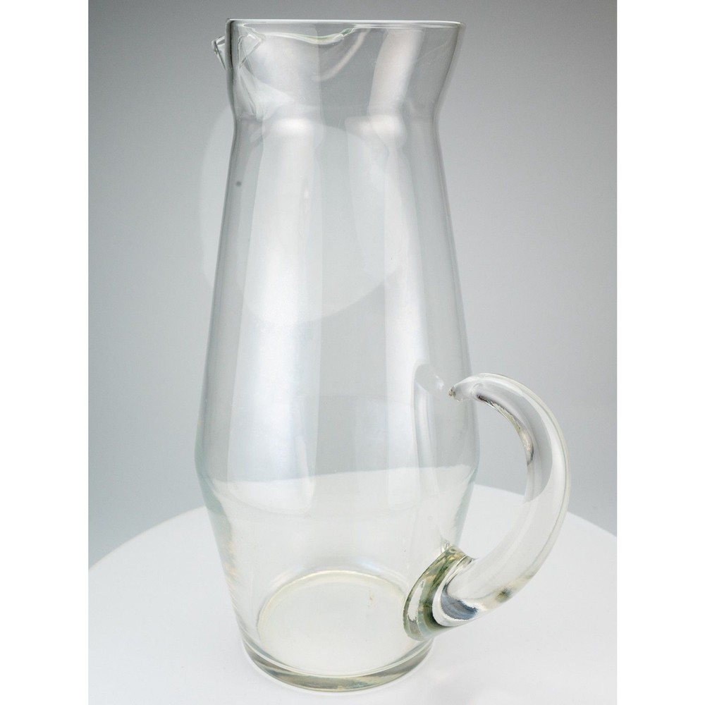 Clear Glass Beverage Pitcher with Handle and Spout