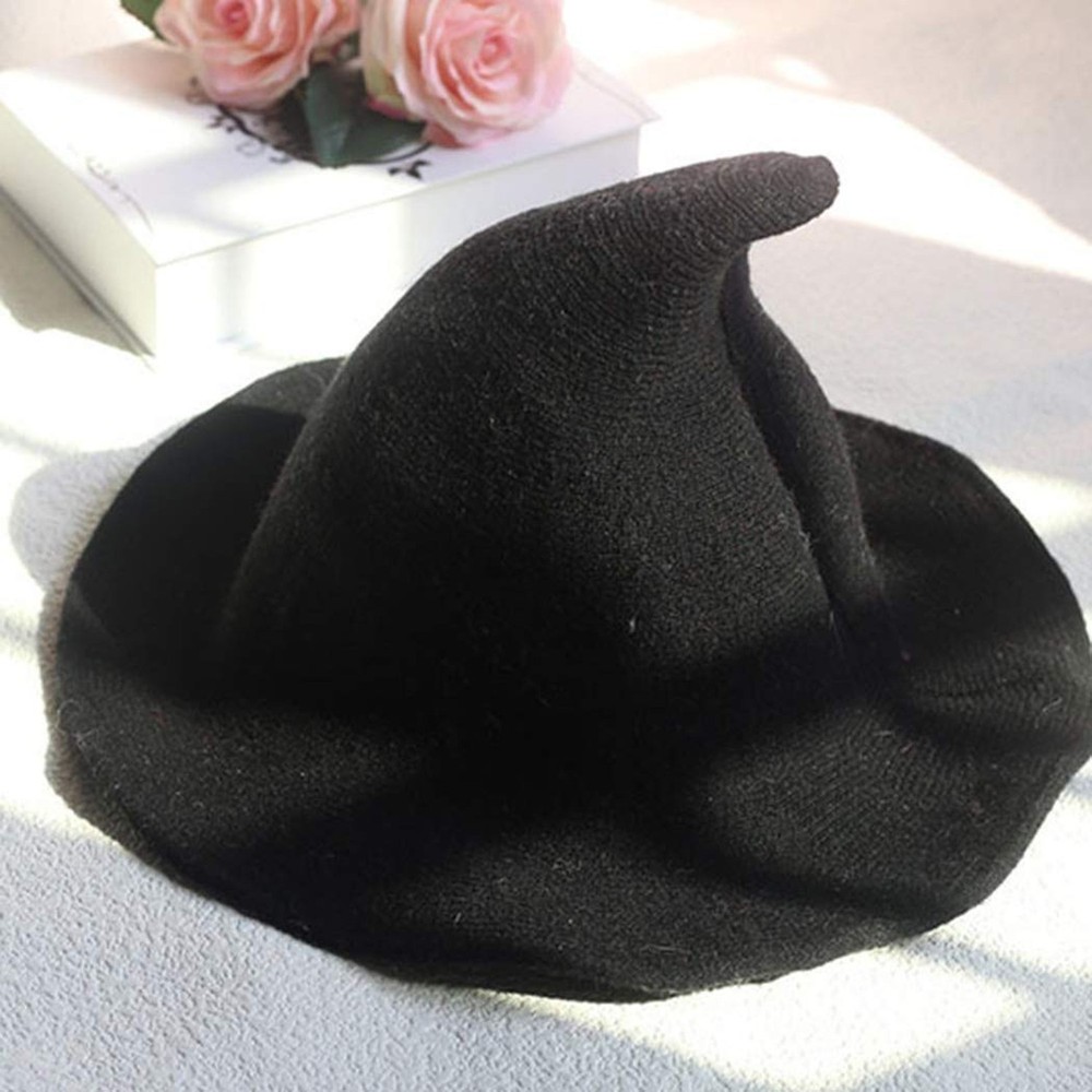 Pordsioc Felt Witch Hat - Foldable Wool Knit Witch Hat