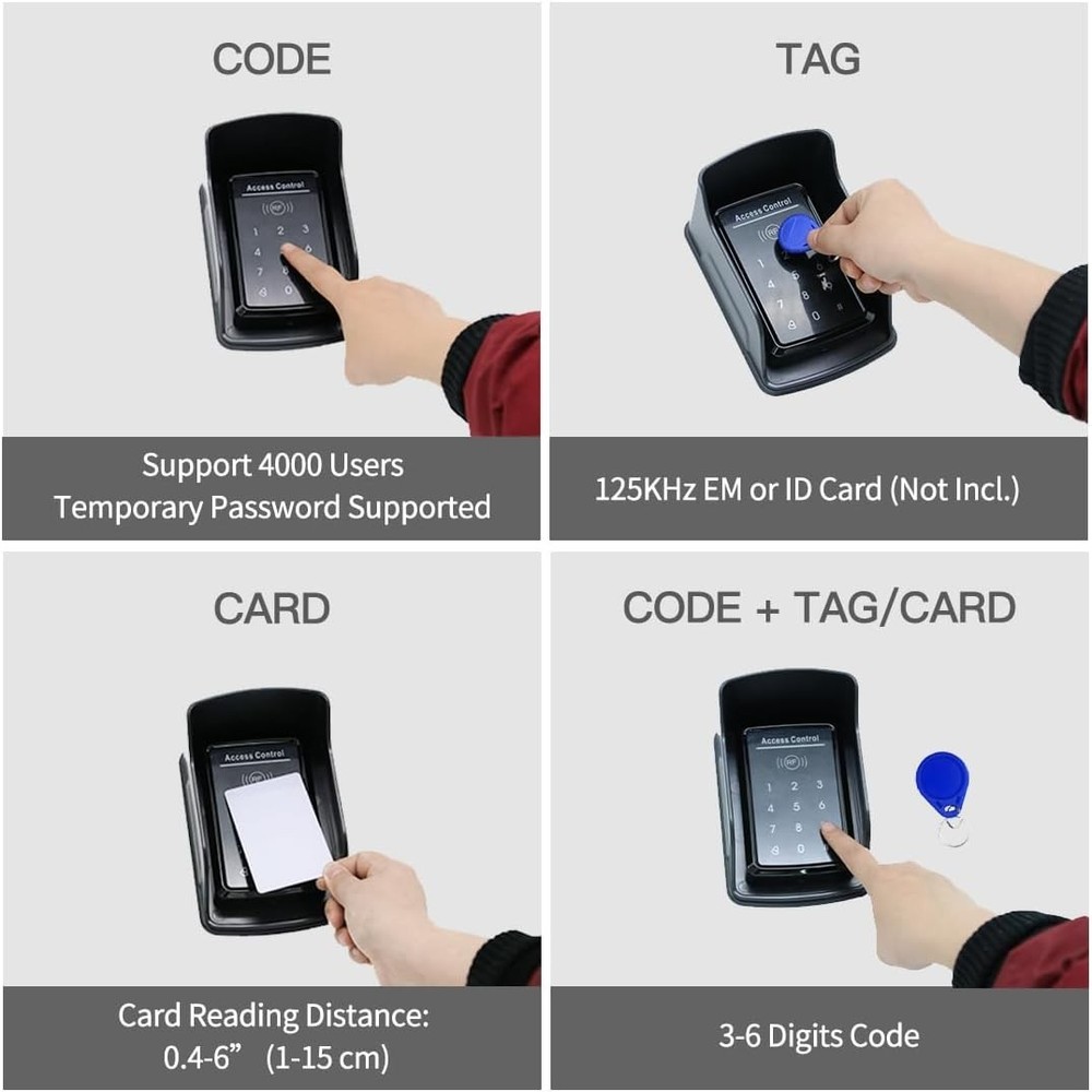 Topens TC175P Keyless Entry Door Access Control System Black Touch Panel DC 12V