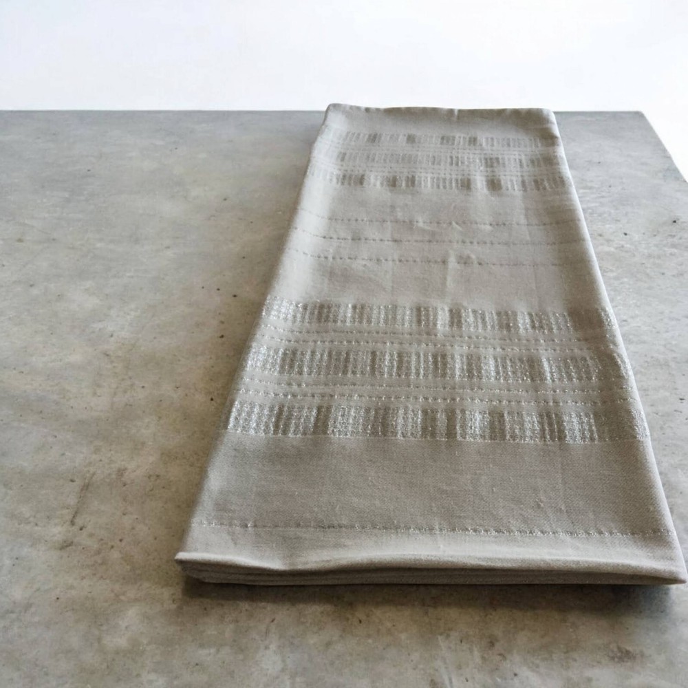 Domain Linen-Look Tablecloth-Beige with Silver Embrodered Threading-Square