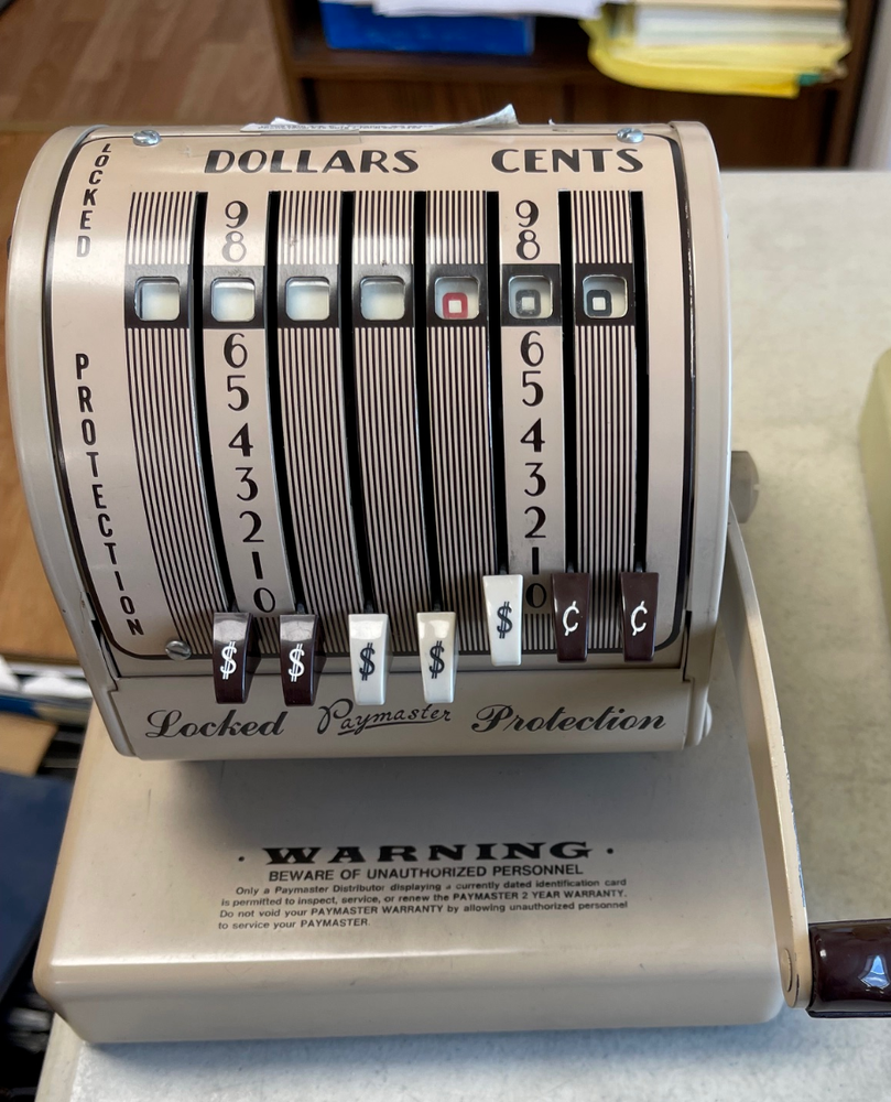 Vintage Paymaster Check Writer-Locked