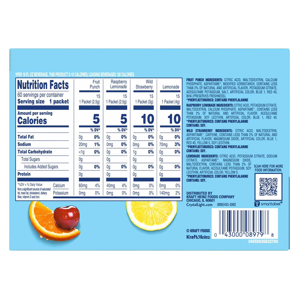 Crystal Light Drink Mix Variety Pack 60 Packets Sugar Free