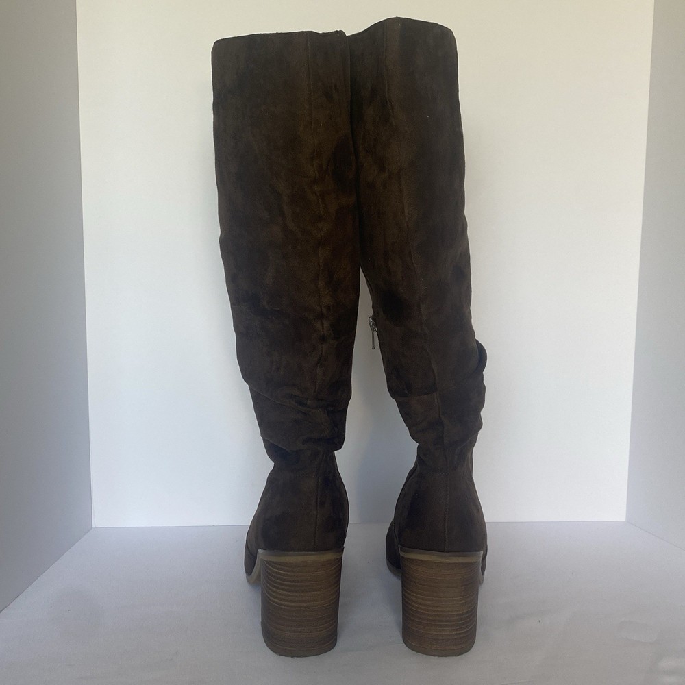 Universal Thread Brown Knee High Boots Side Zip Block Heel Size 11