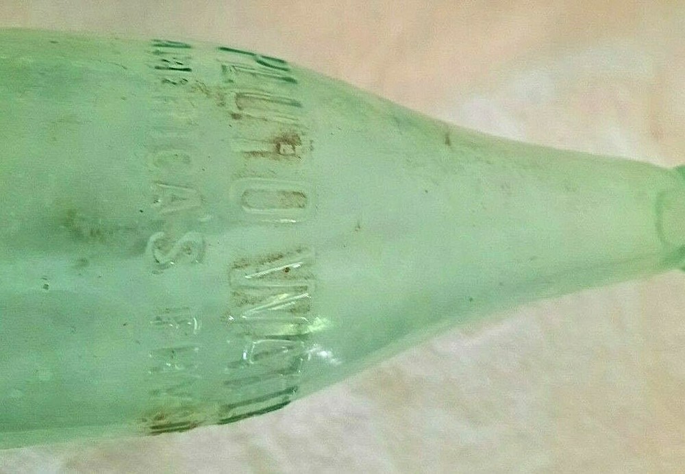 Pluto Water America's Physic Embossed # 1 Glass Bottle Devil Bottom RARE 11"