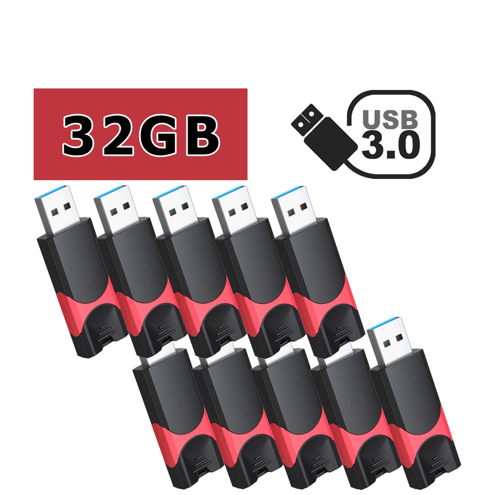 32GB 10 Pack Retractable USB 3.0 Flash Drive High Speed Memory Stick Storage