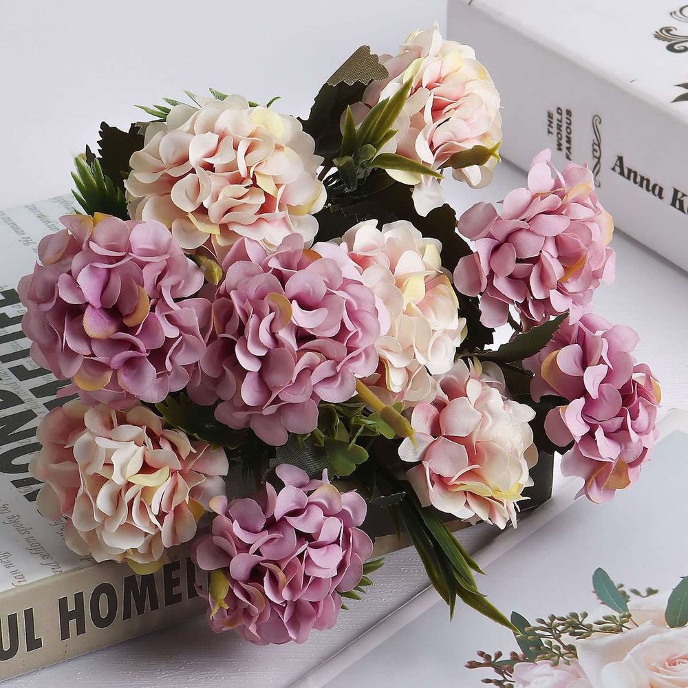 2/5Bundle Artificial Hydrangea Flower Silk Bouquet Party Home Decor UV Resistant