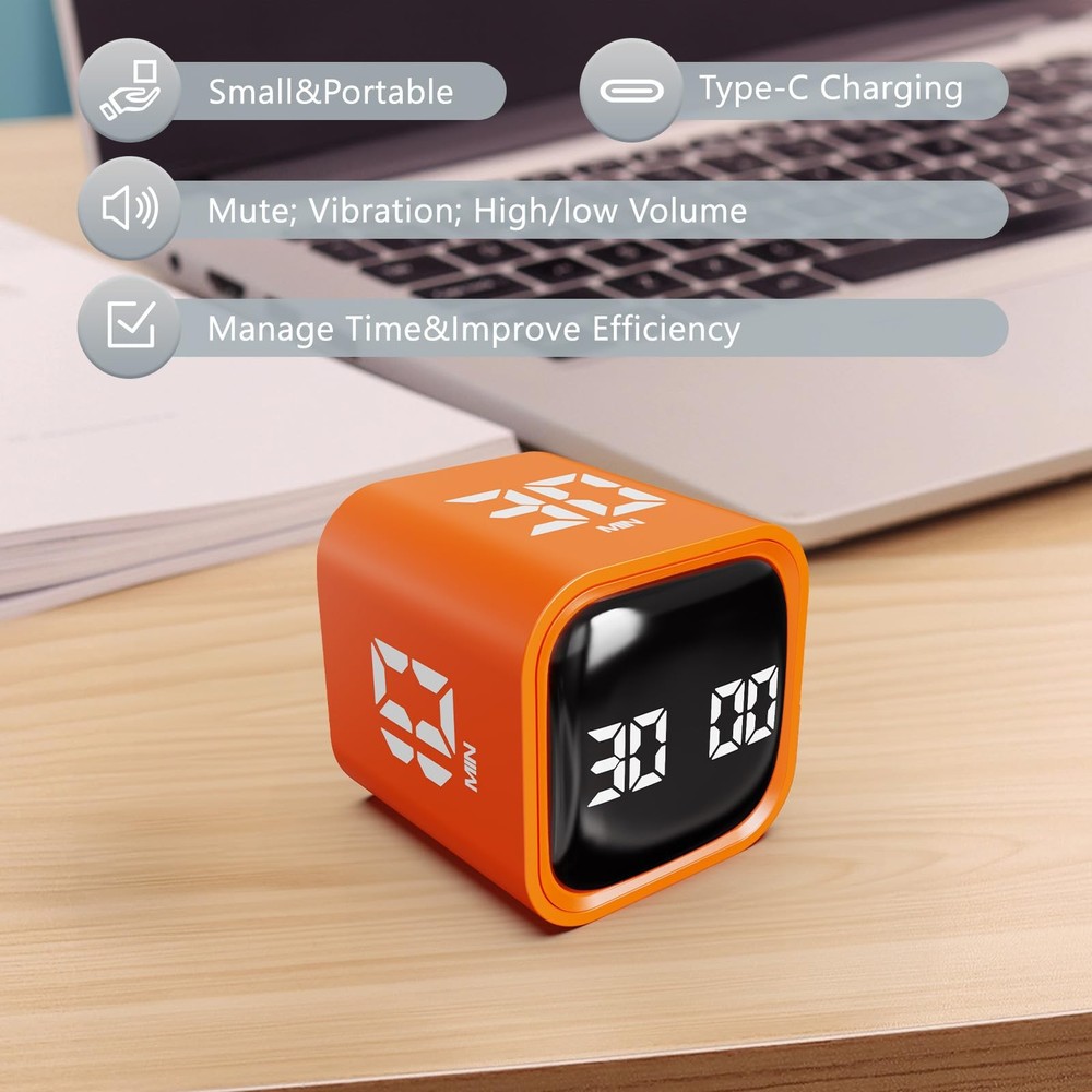 Multi-Function Cube Timer, 5/10/30/60 Min & Custom Count Down, Pause & Resume...