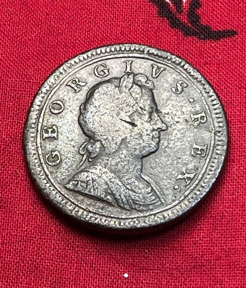 **Authentic 1724 George I, Large Pre-Revolutionary War Halfpenny Nice Example