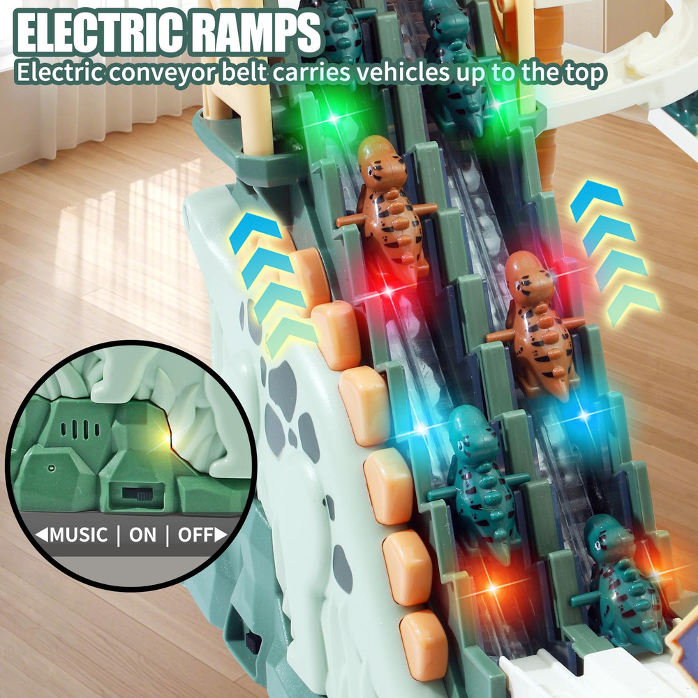 Dinosaur Climbing Slide Toy with Interactive Race Track