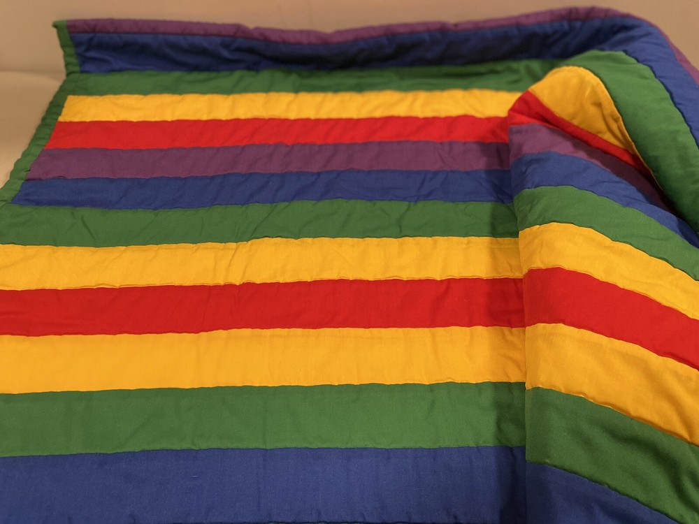 Handmade Rainbow Stripes Pride Blanket Throw Colorful