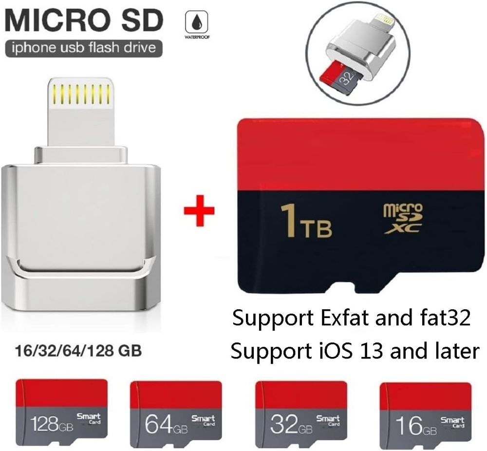 Micro SD Memory Card Adapter Reader For Iphone Ipad, Lightning Micro SD To USB-C