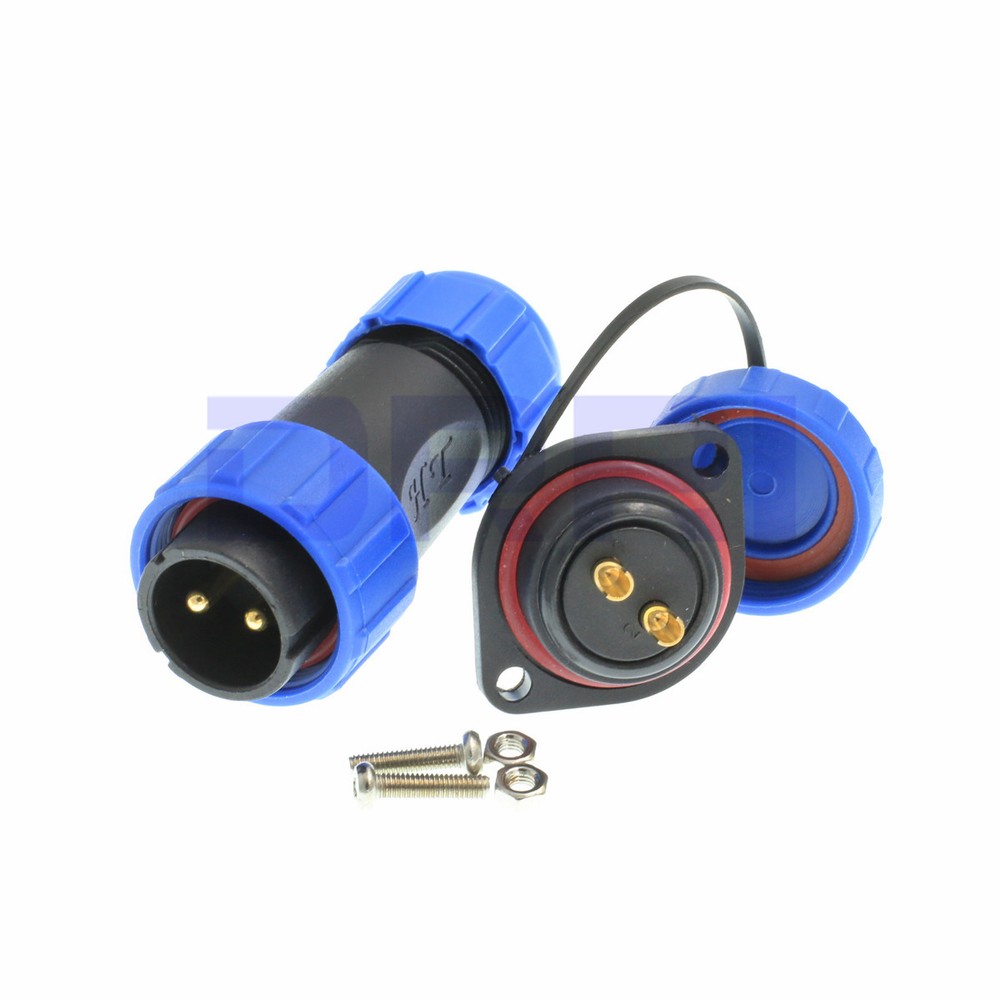 SP21 2pin Panel Mount Connector Screw Install Waterproof Aviation Connector IP65