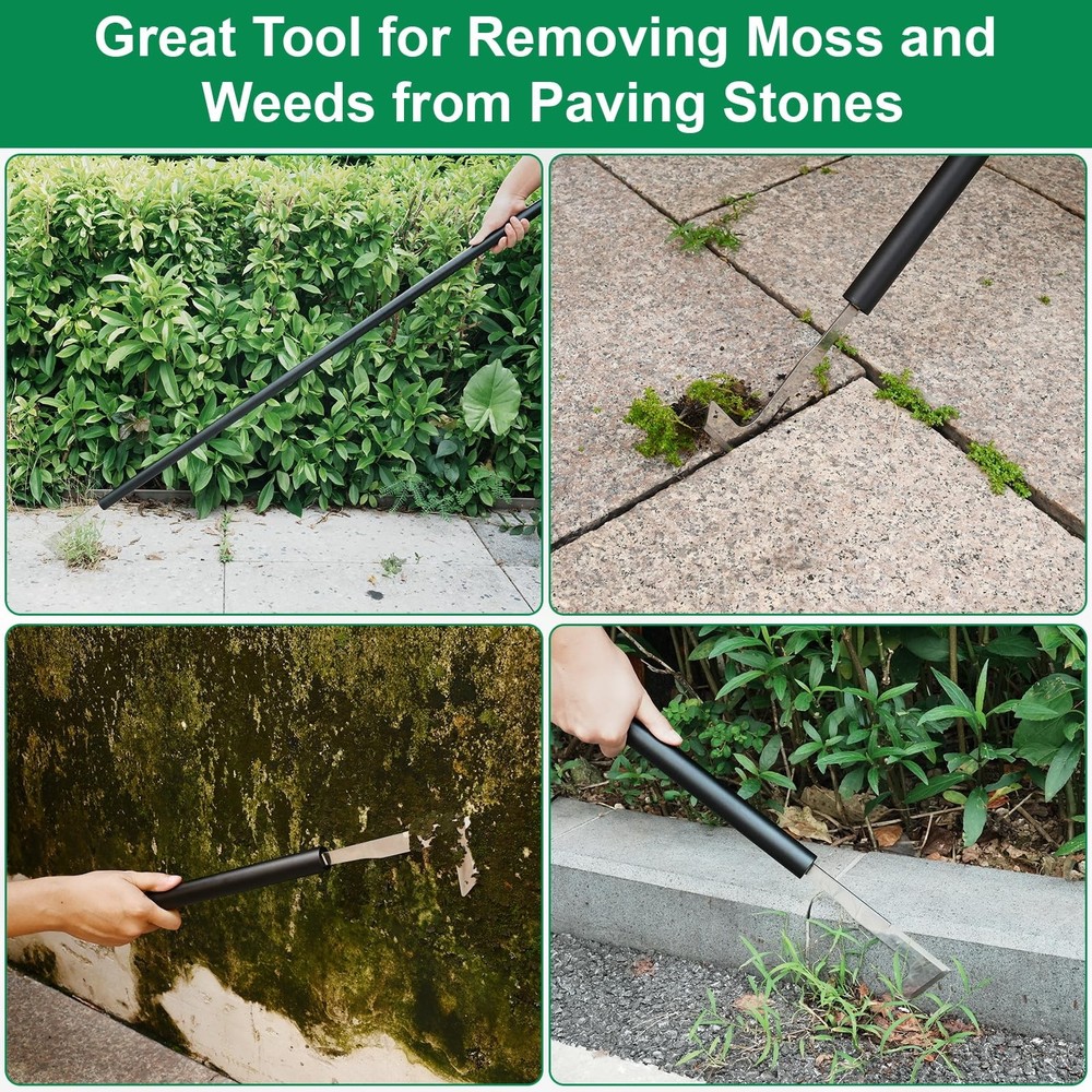 49.2â€ Long Handle Crack Weeder, 3 Adjustable Length Crevice Weeding Tool Ma...