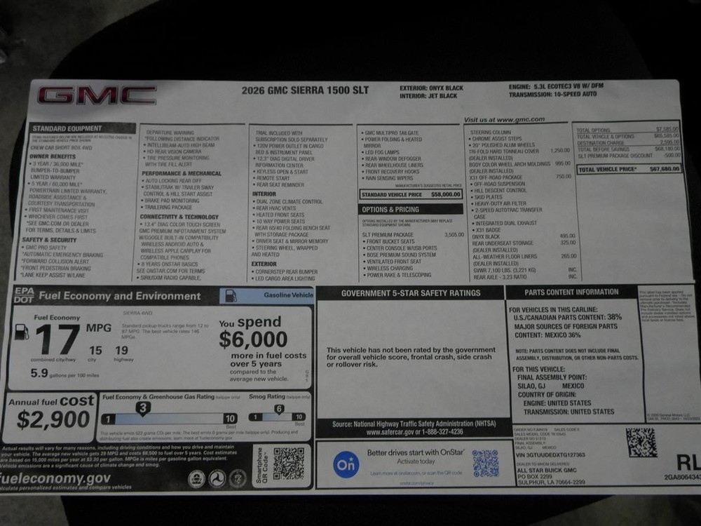2026 Sierra 1500 SLT Upper Air Shutter