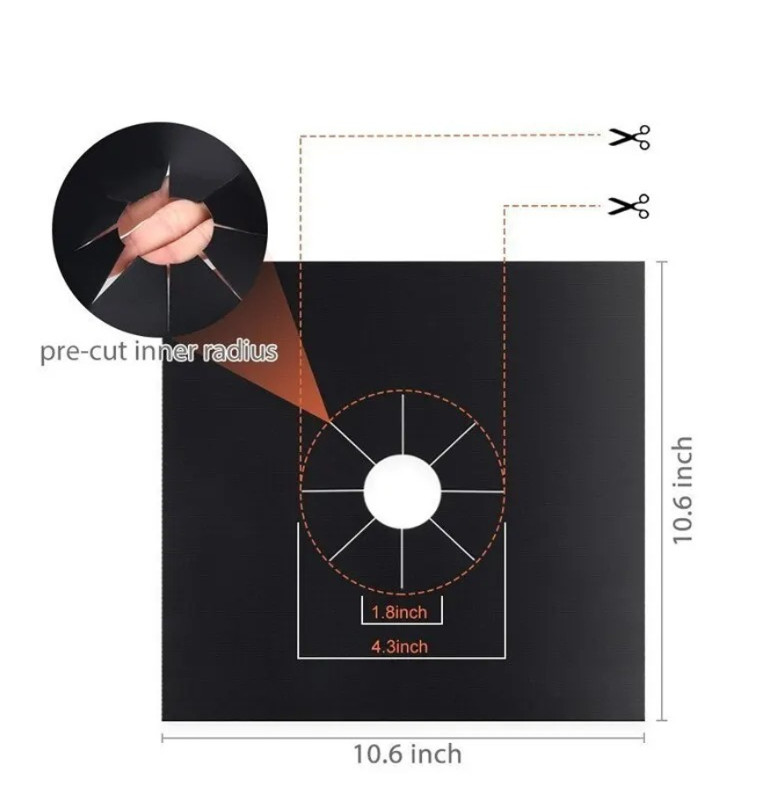 4pcs Gas Stove Protector Pads – Reusable Non-Stick Liner for Kitchen Cookware